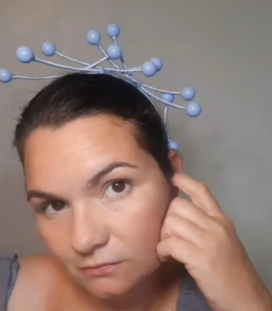 A picture of a Blue Beaded Headband by Melissa Rath Millinery.