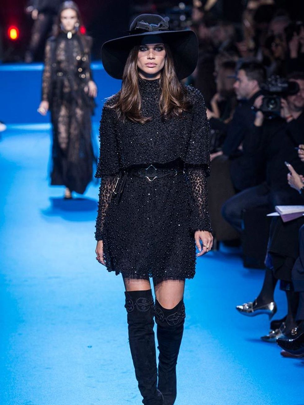 A picture of a model on the catwalk for Elie Saab AW 2016.