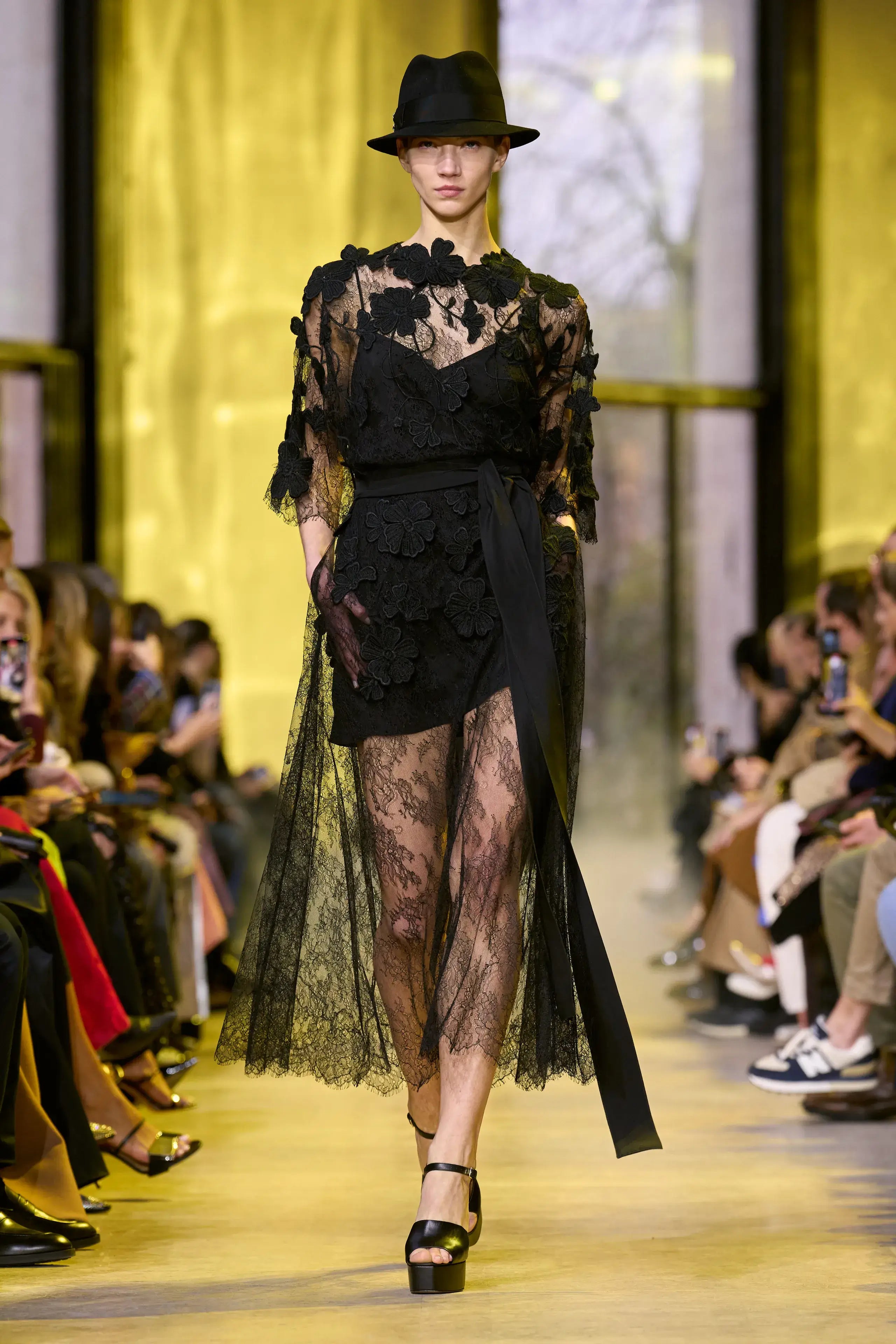A picture of a model on the catwalk for Elie Saab AW 2023.