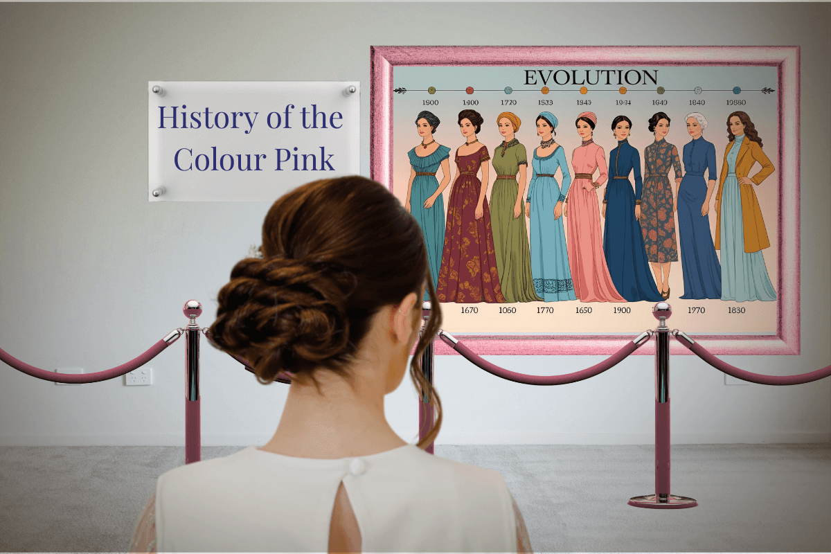 A picture of a blog cover for a blog post about the history of the colour pink by Melissa Rath MIllinery.