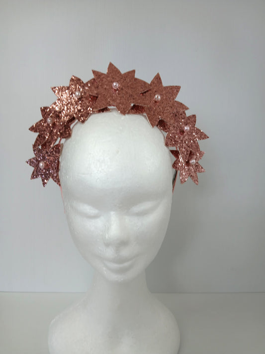 A picture of a Pink Pleather Millinery Headband by Melissa Rath Millinery