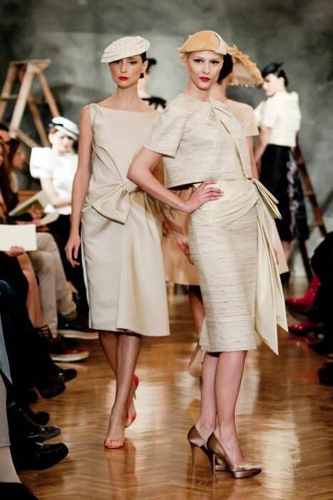 A picture of a model on the catwalk for Vassilis Emmanuel Zoulias 2011.