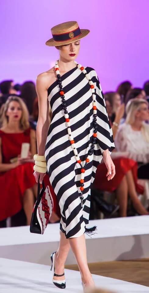 A picture of a model on the catwalk for Vassilis Emmanuel Zoulias 2016.
