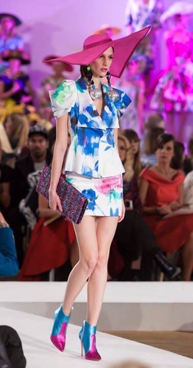 A picture of a model on the catwalk for Vassilis Emmanuel Zoulias 2016.