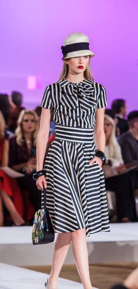 A picture of a model on the catwalk for Vassilis Emmanuel Zoulias 2016.