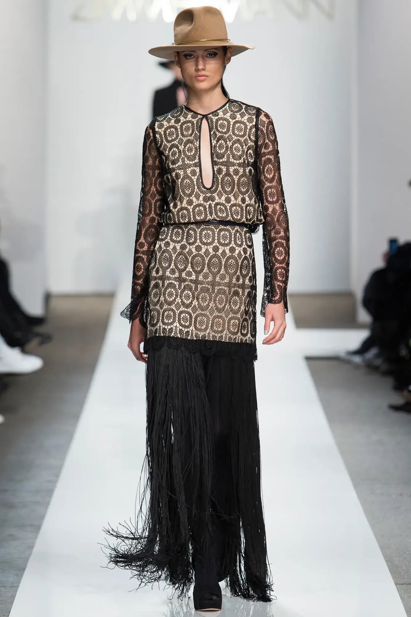 A picture of a model on the catwalk for Zimmerman AW 2015.