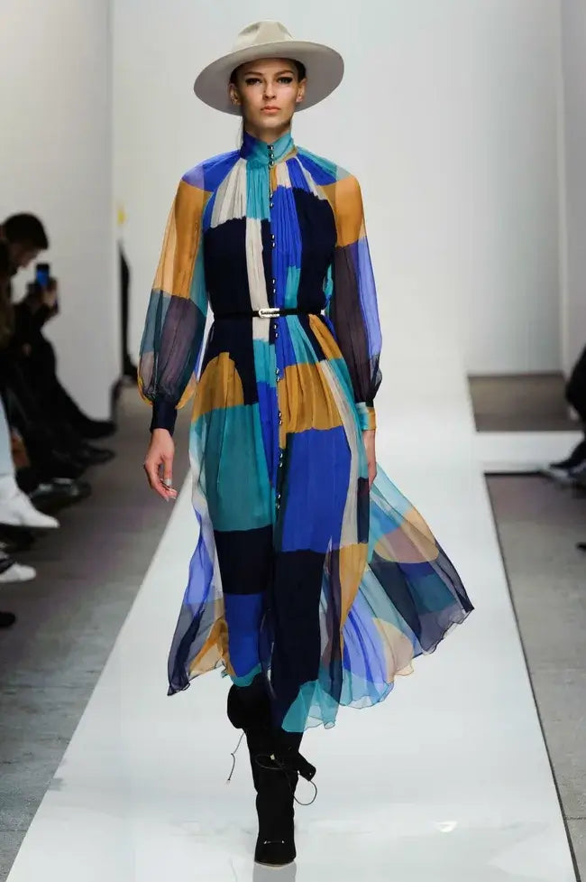 A picture of a model on the catwalk for Zimmerman AW 2015.