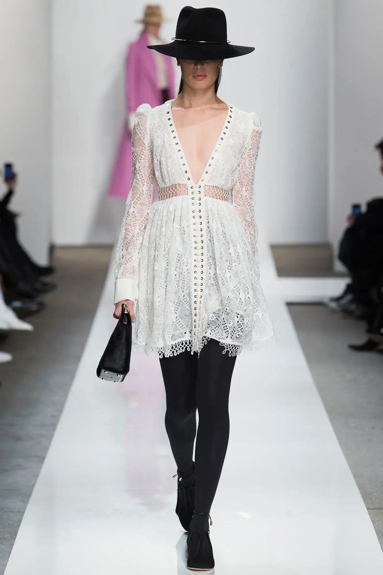 A picture of a model on the catwalk for Zimmerman AW 2015.