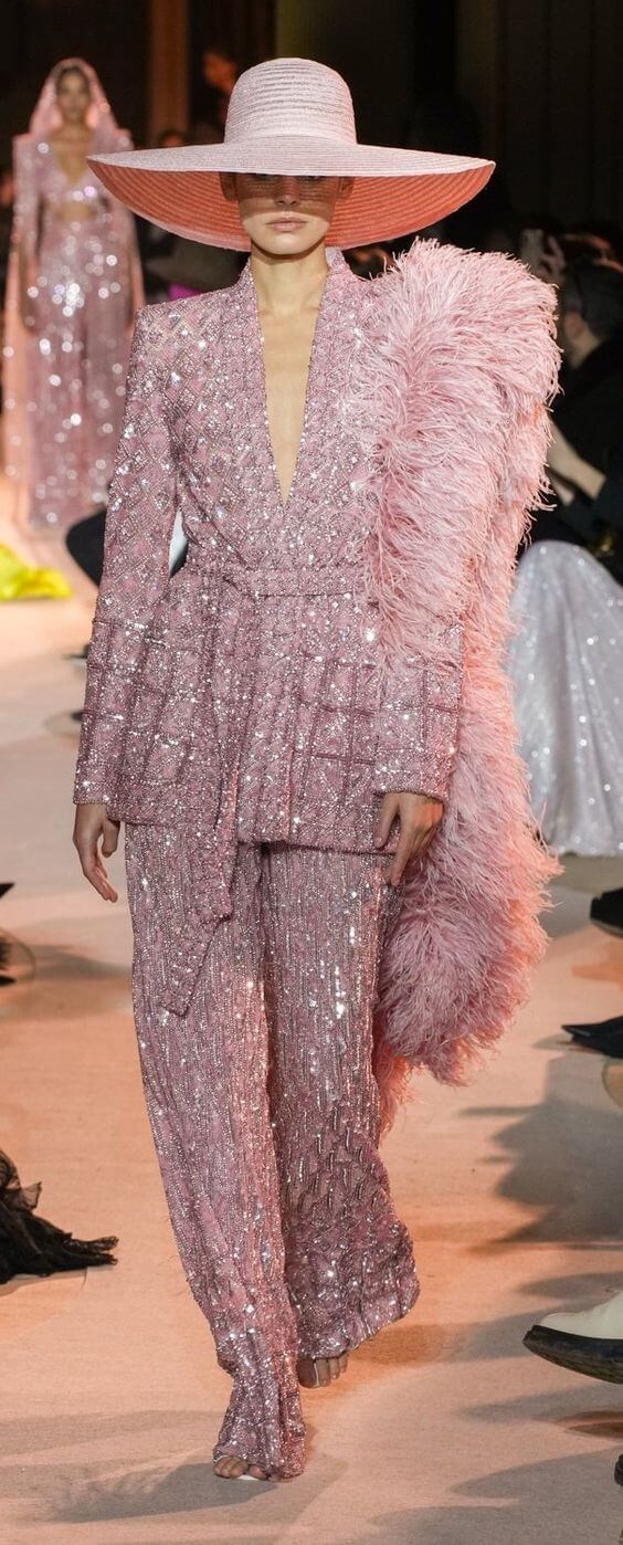 A picture of a catwalk model at Zuhair Murads Haute Couture Spring Summer 2023 show.