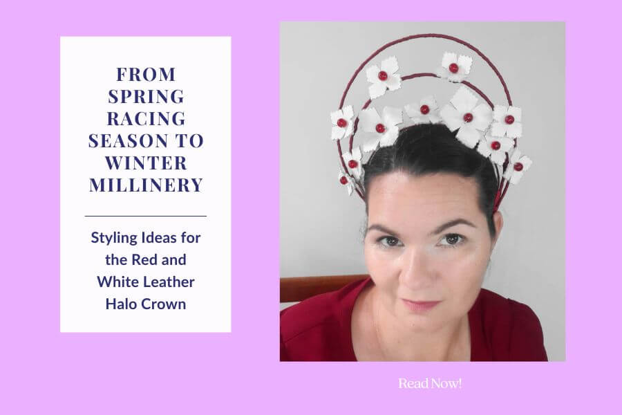 From Spring Racing Season to Winter Millinery: Styling Ideas for the Red and White Leather Halo Crown
