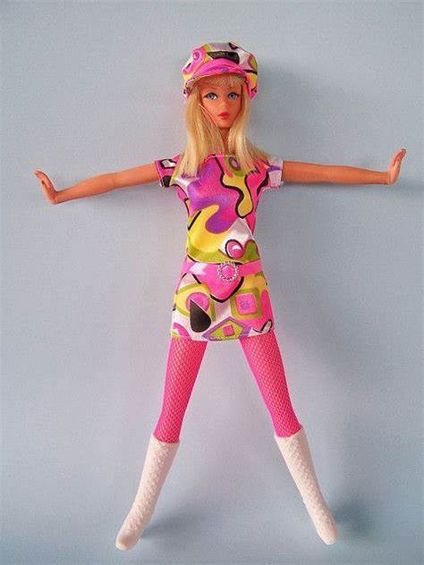 A picture of a Barbie doll in the 1970s