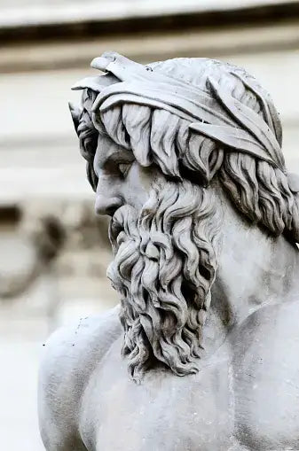 A picture of a sculpture of Zeus, Greek god of the Sky and Thunder