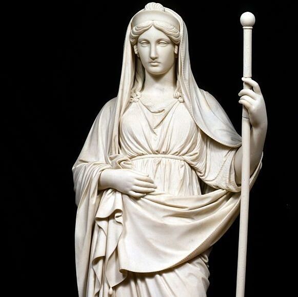 A picture of a statue of Vesta, Roman Goddess of Hearth and Home.