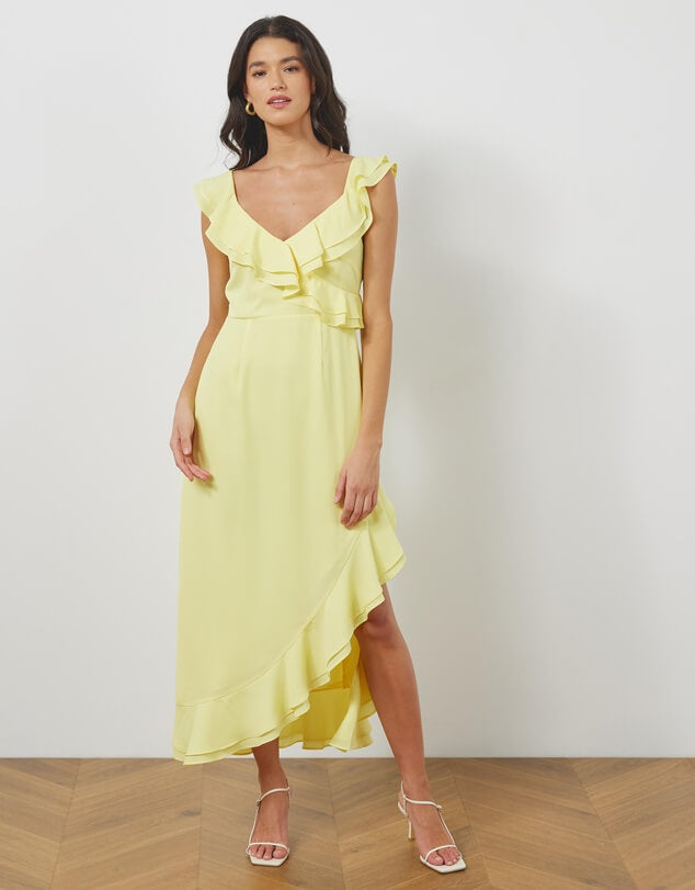 A picture of the Alma Ruffle Midi Dress by Atmos and Here, available at The Iconic