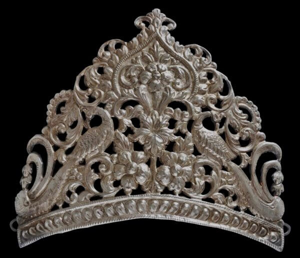An Indian silver pierced crown, possibly worn by a Groom on his wedding day or for a deity.