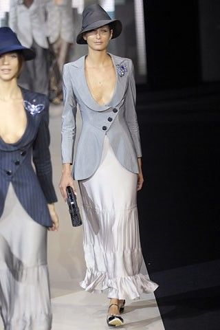 A picture of a model on the catwalk for the Armani 2007 catwalk show.