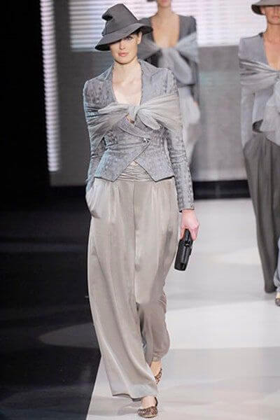 A picture of a model on the catwalk for the Armani 2007 catwalk show.