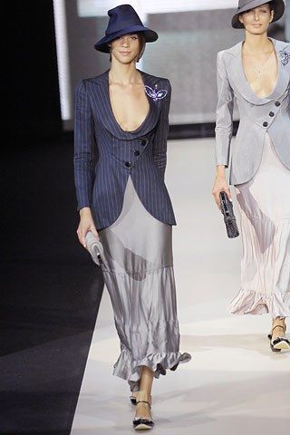 A picture of a model on the catwalk for the Armani 2007 catwalk show.