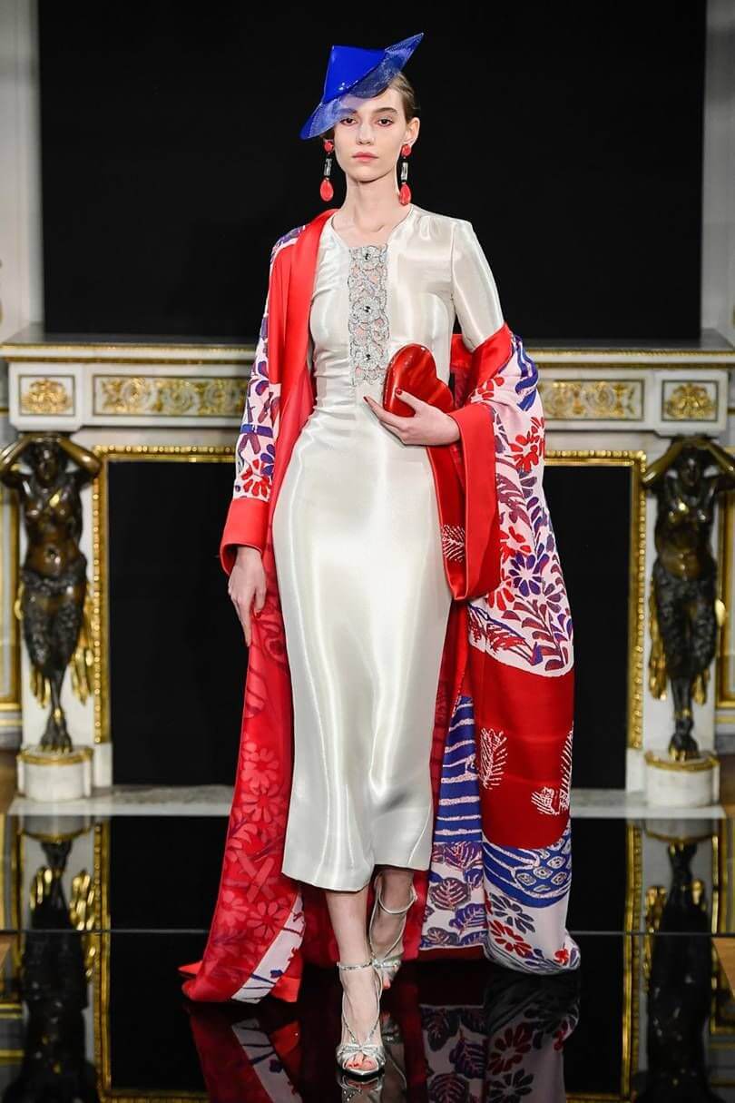 A picture of a model on the catwalk for the Armani 2019 catwalk show.