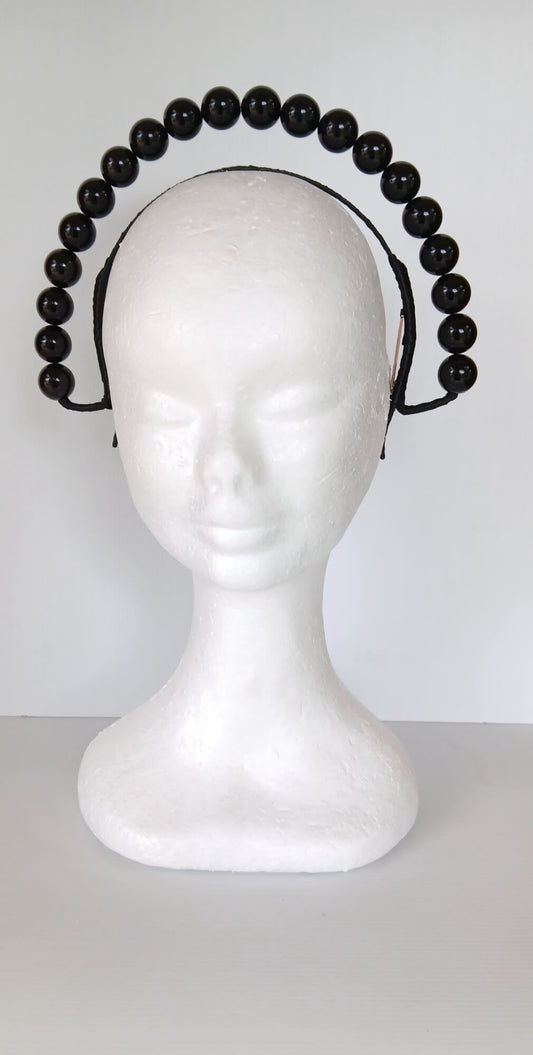 A picture of a Black Beaded Headband by Melissa Rath Millinery.