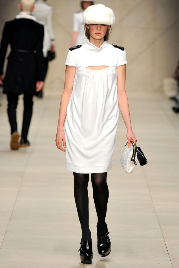A picture of a model on the catwalk for the Burberry Prorsum Autumn Winter 2011 Catwalk show.
