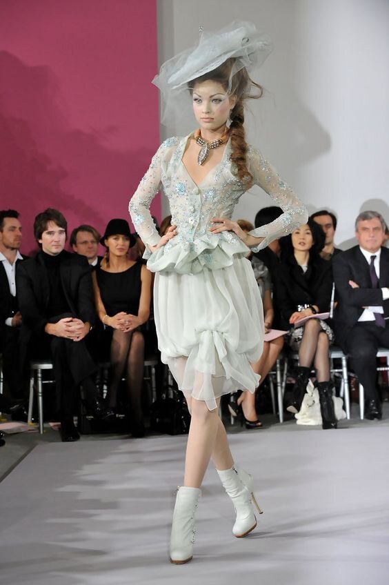A picture of a catwalk model from Dior Haute Couture Spring Summer 2010 show.