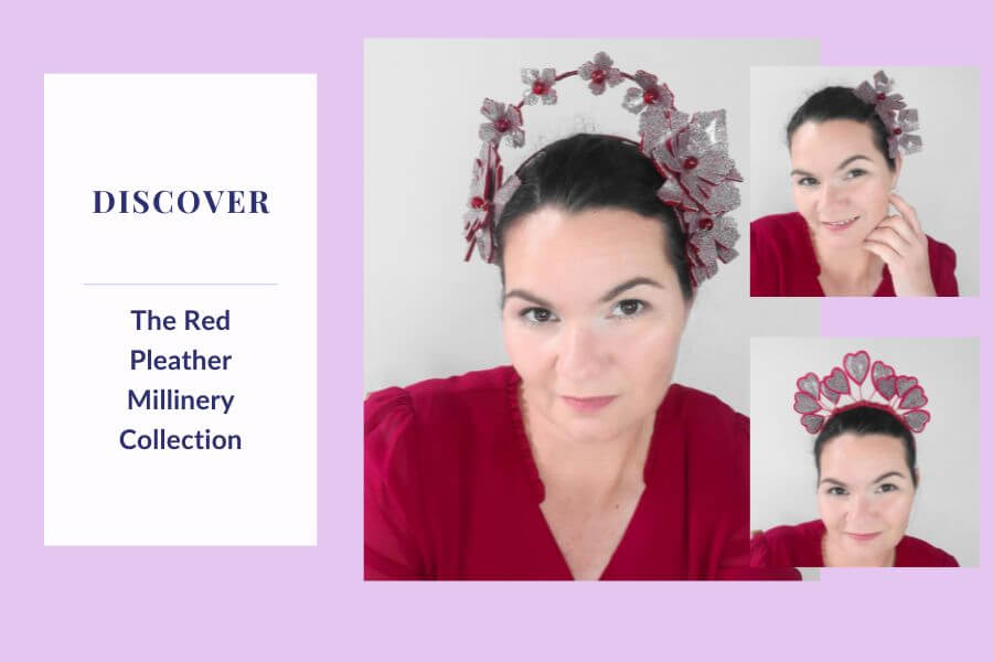 A picture of a blog banner for a blog about the red pleather millinery collection by Melissa Rath Millinery 