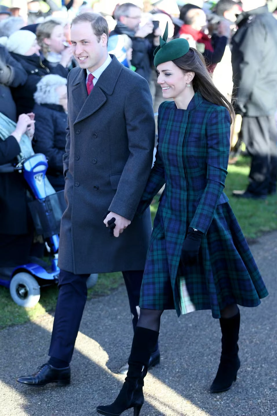 A picture of Duchess Catherine in a festive Christmas Day outfit.