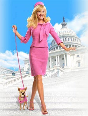 A picture of Elle Woods and Bruiser Woods in Legally Blonde.