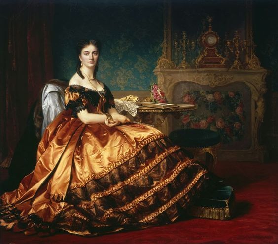 A picture of the portrait of Emilia Włodkowska by Józef Simmler in 1865.