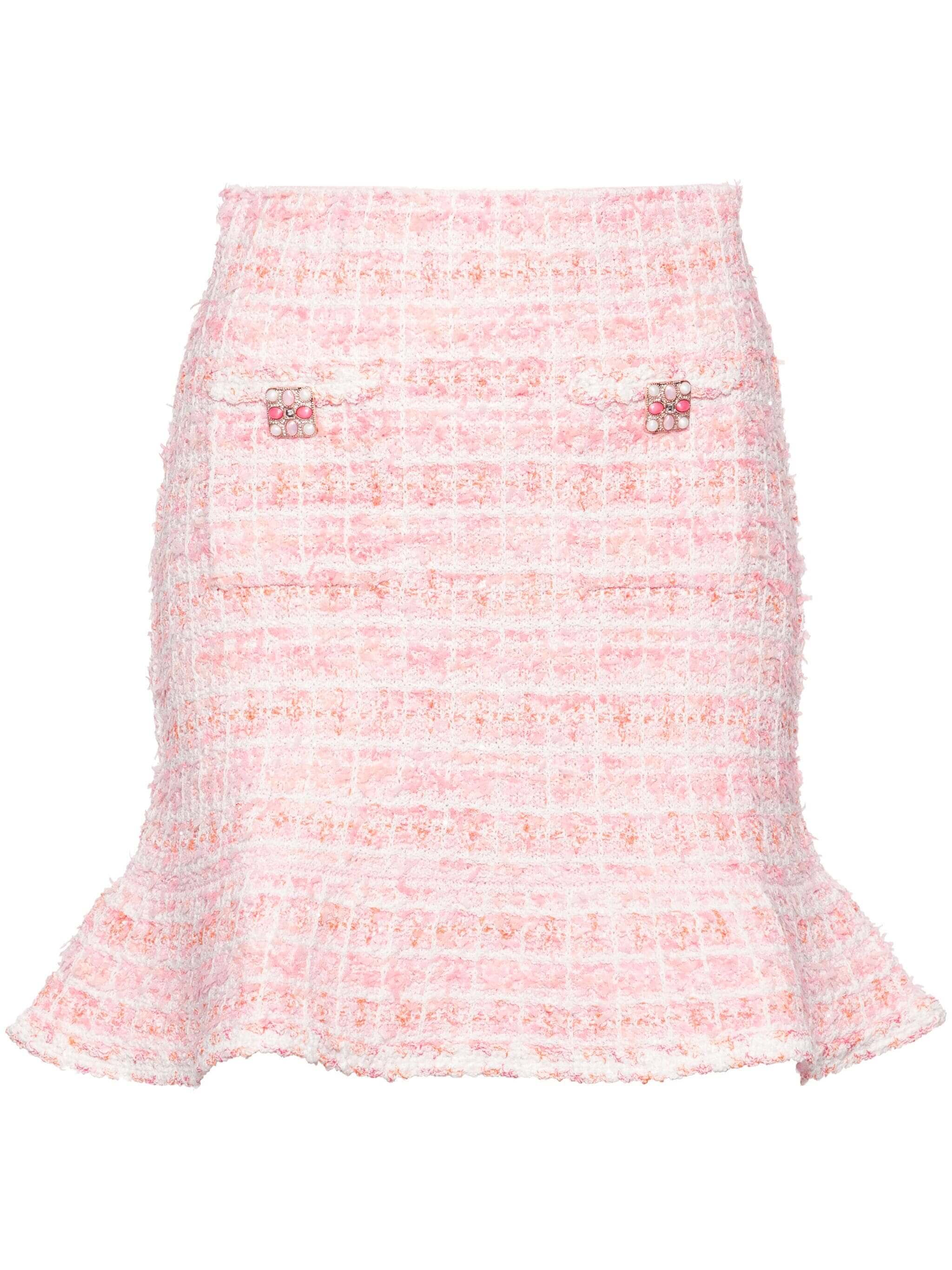 A picture of the Flared Tweed Mini Skirt by Self Portrait, available at FarFetch