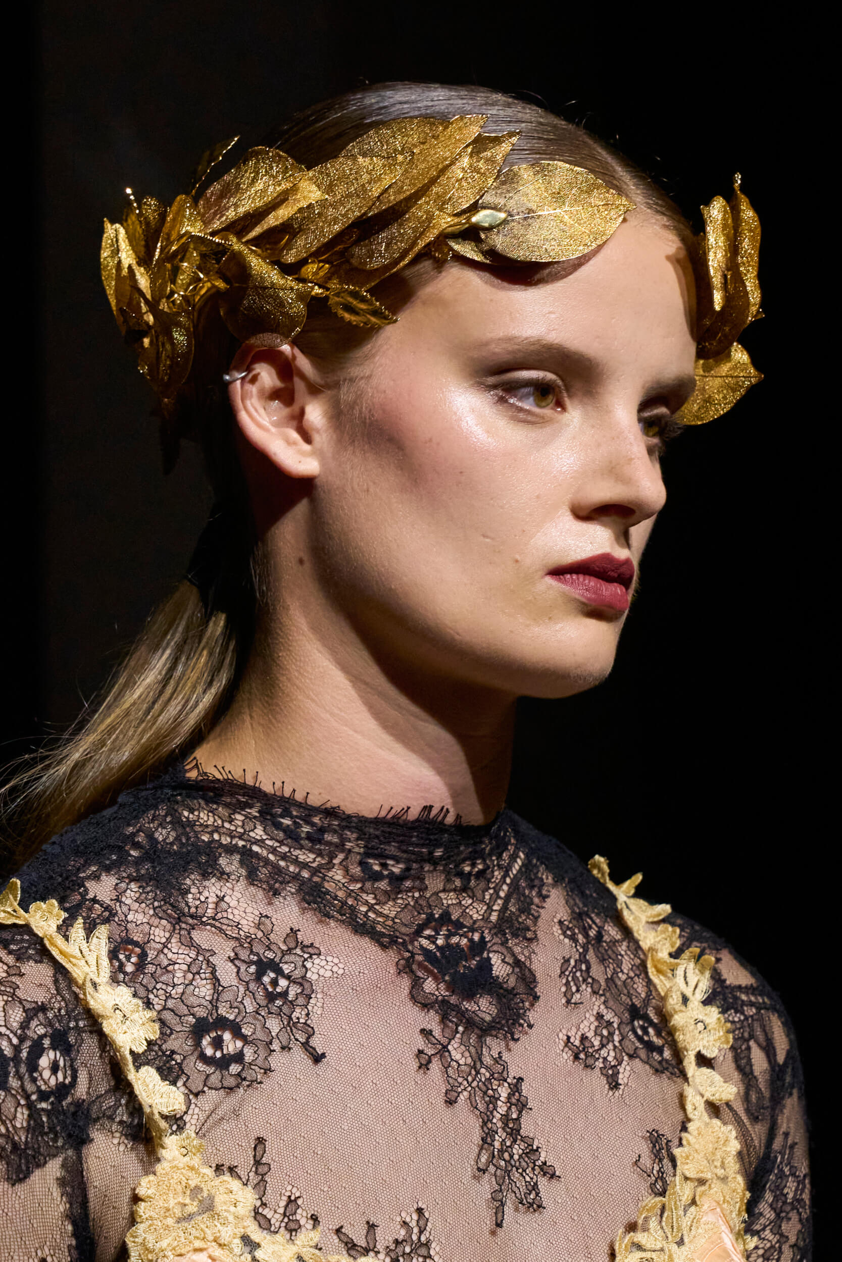 A picture of a model on the catwalk for Gaultier AW 2023 Collection.