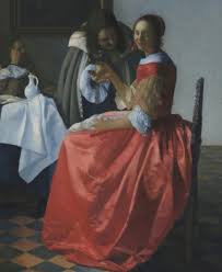 A picture of the  painting by Vermeer called "The Girl with the Wine Glass" (1659-1660)