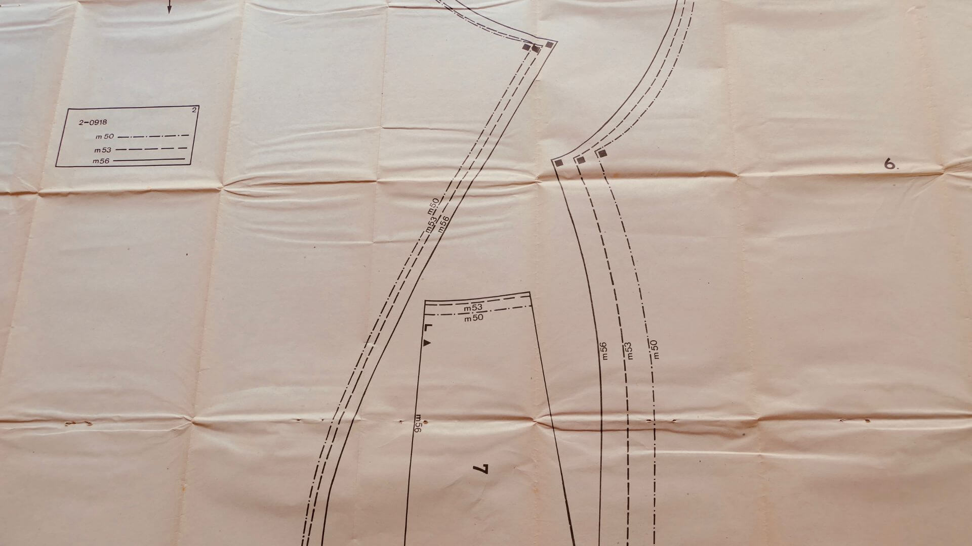 An image of a sewing pattern with multiple sizes called a grade.