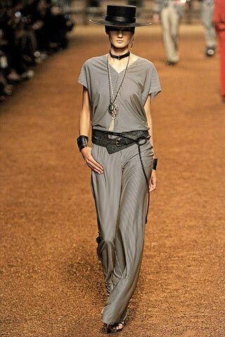 A picture of a model on the catwalk for Hermes 2011.