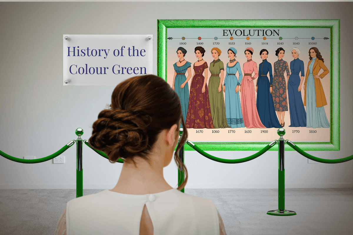 A blog Banner for the Colour History Blog post on the colour green by Melissa Rath Millinery