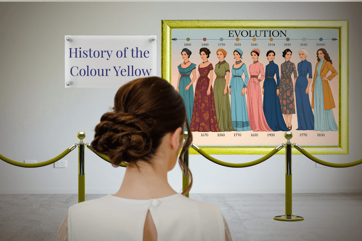 A blog Banner for the Colour History Blog post on the Colour Yellow by Melissa Rath Millinery