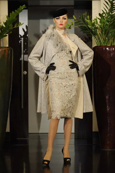 A picture of a model on the catwalk for the Lorenzo Riva Haute Couture Autumn Winter 2009/2010 Catwalk show.
