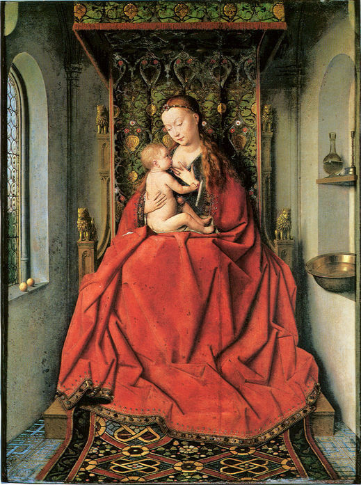 A picture of Jan van Eyck's painting "Lucca Madonna"