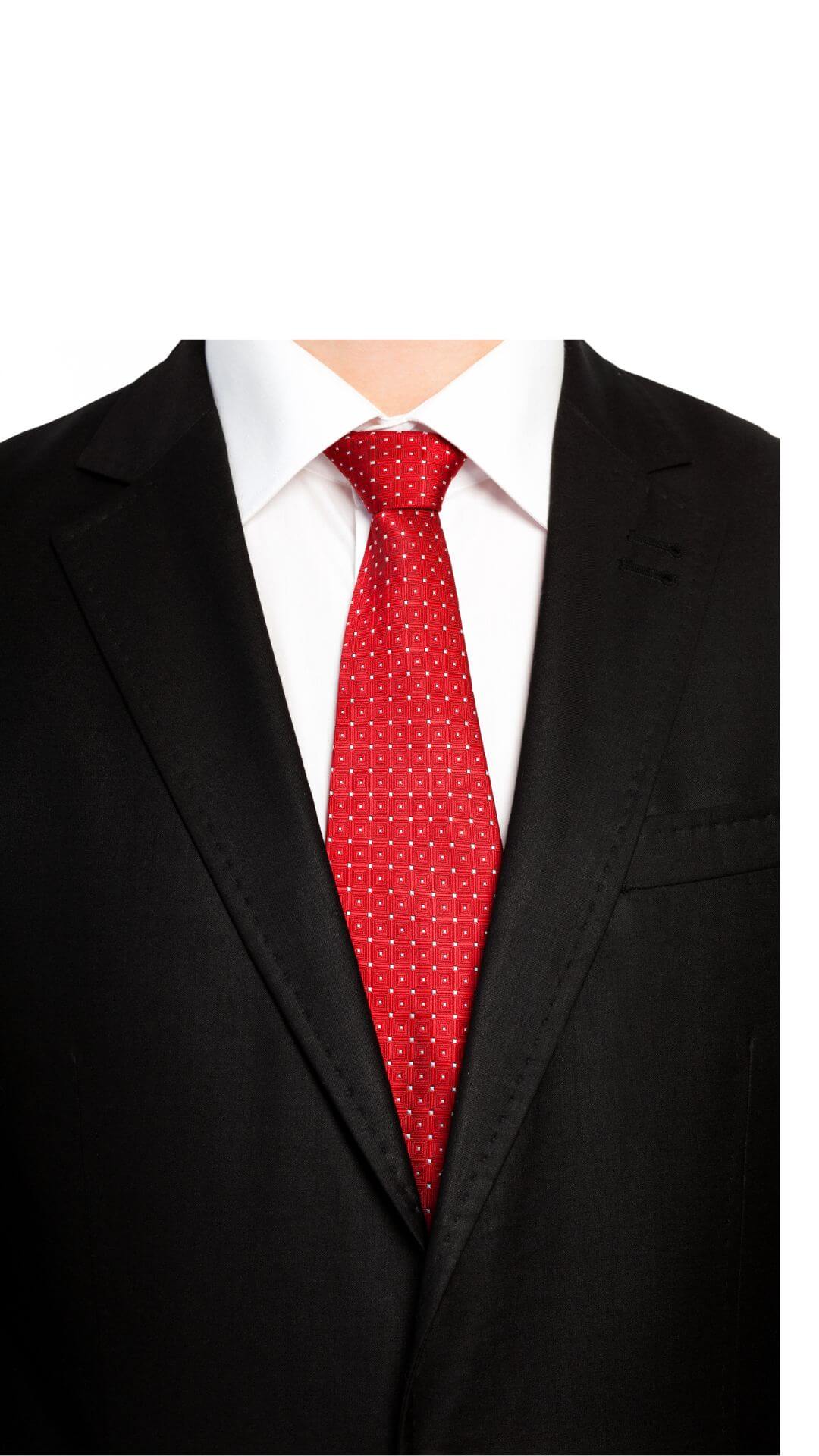 A picture of a red tie as red ties worn in a professional setting for men can project assertiveness.