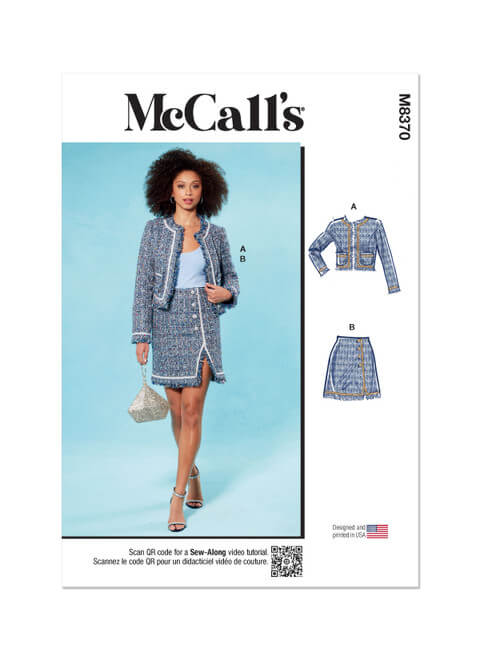 A picture of sewing pattern McCall's 8370, which can be used to recreate a look from The Barbie Movie.