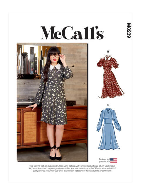 A picture of sewing pattern McCall's 8239, which can be used to recreate a look from The Barbie Movie.