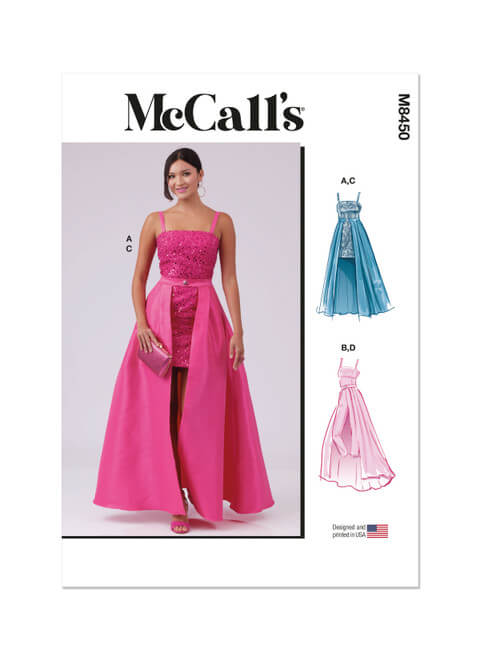 A picture of sewing pattern McCall's 8450, which can be used to recreate a look from The Barbie Movie.