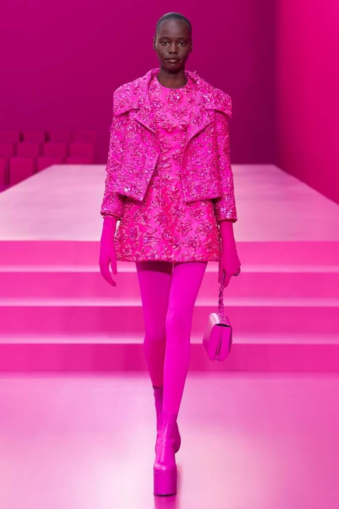 A picture of models for Valentino 2023 wearing pink