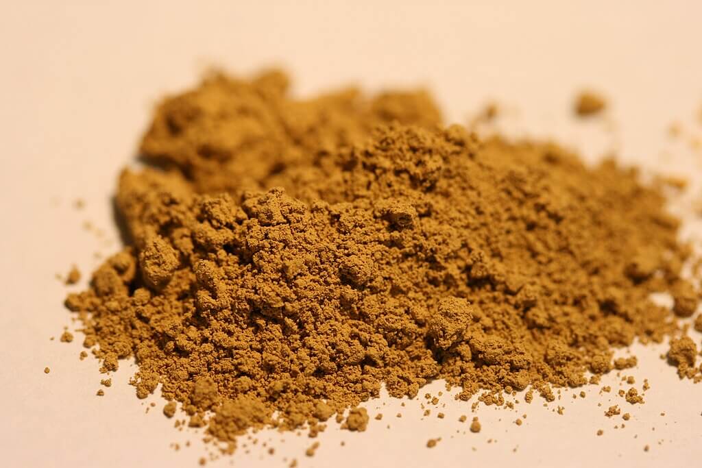 A picture of Ochre Mineral,a naturally occurring mineral in shades of yellow, red, and orange, which was used in cave paintings in ancient times.