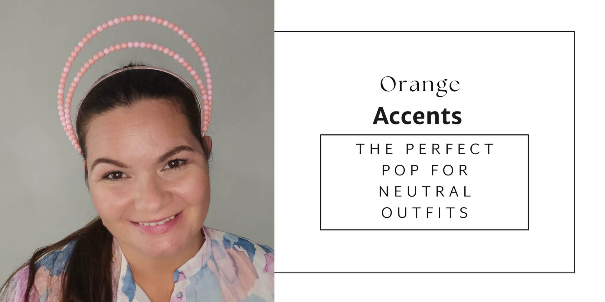 A picture of the blog cover for a blog post about how Orange accents are the perfect pop of colour for a neutral outfit by Melissa Rath Millinery.