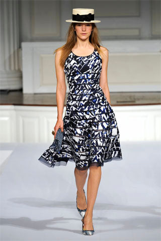 A picture of a model on the catwalk for the Oscar De  La Renta  Resort Wear 2011 Catwalk show.
