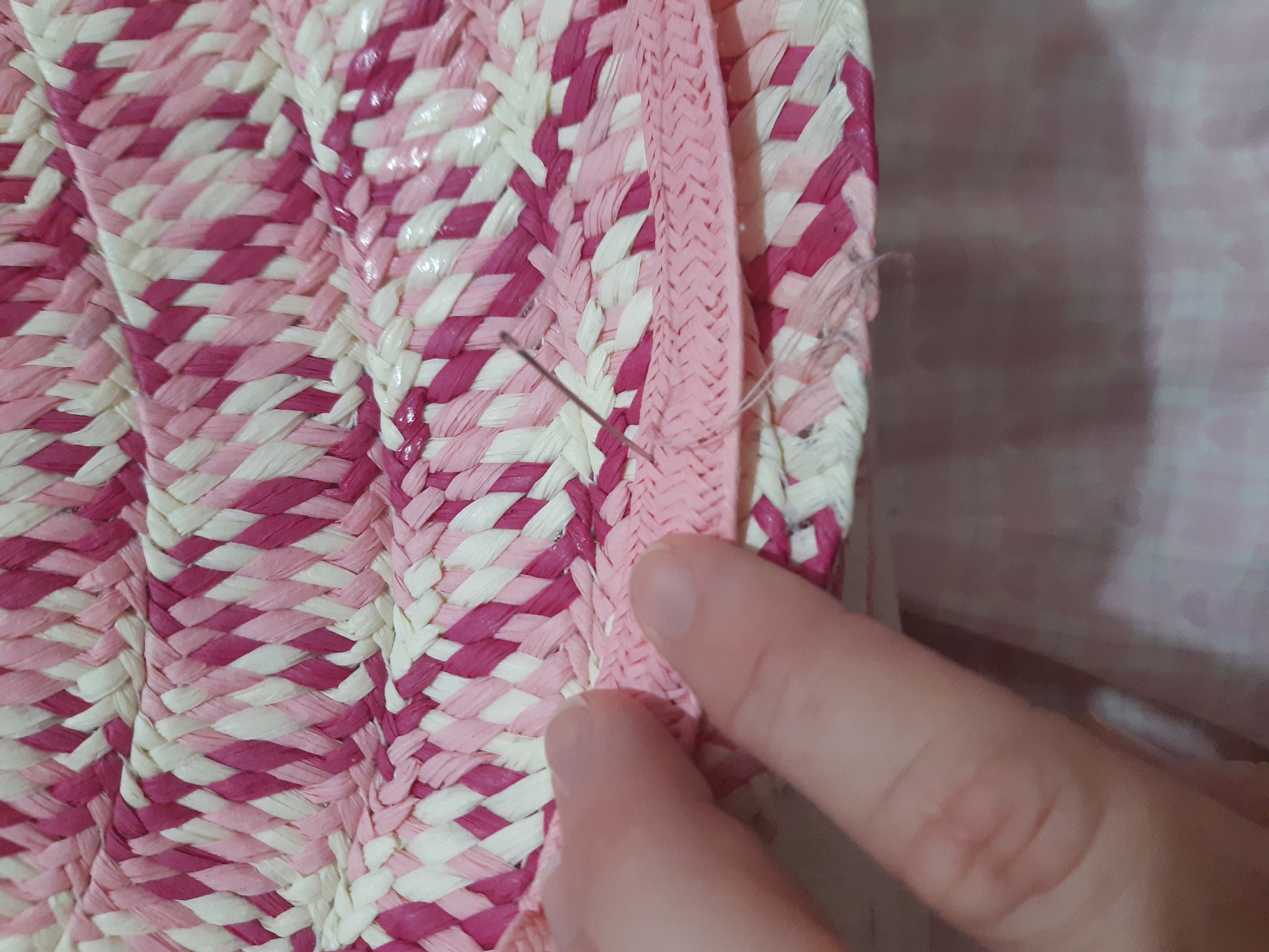 A picture of the making of the Paper Braid Wide Brimmed Hat by Melissa Rath Millinery.