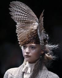 A picture of a feathered headpiece by milliner Philip Treacy