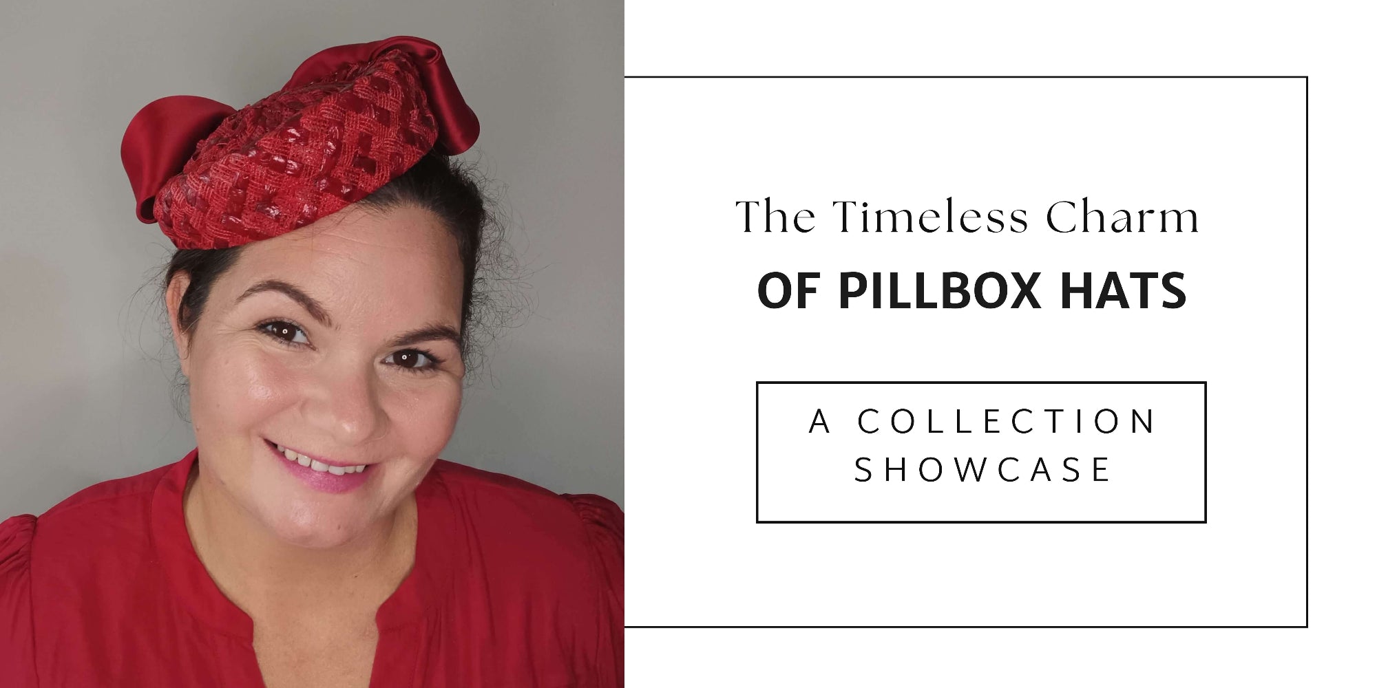 A picture of the blog post banner for a blog on the pillbox hat collection by Melissa Rath Millinery